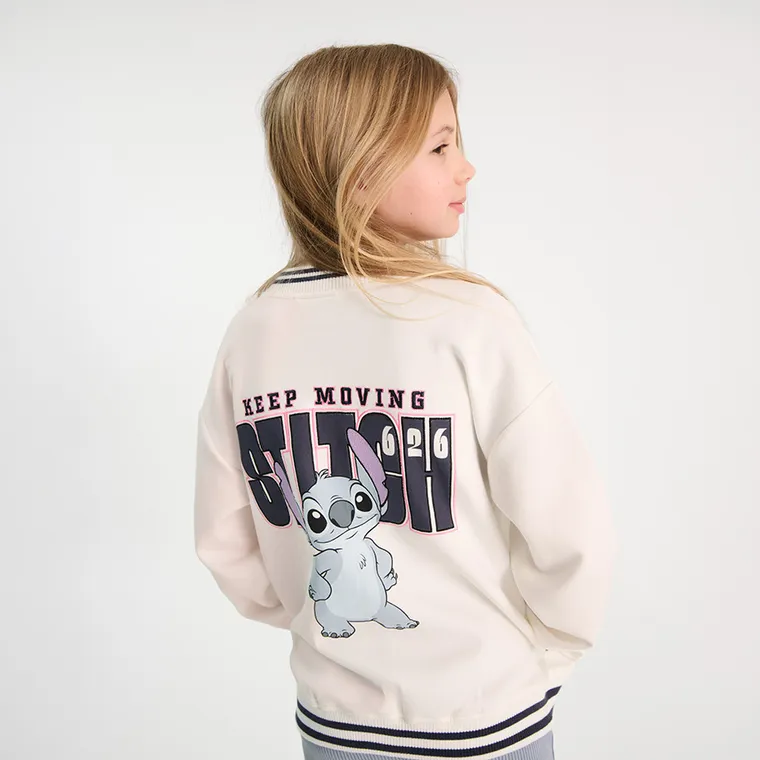 Cool Club, Bluza bejsbolówka dziewczęca, rozpinana, biała, Lilo i Stitch