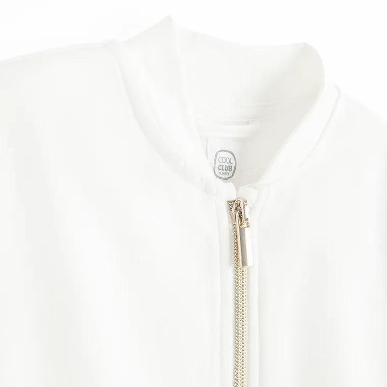 Cool Club, Bluza bomberka dziewczęca, rozpinana, biała