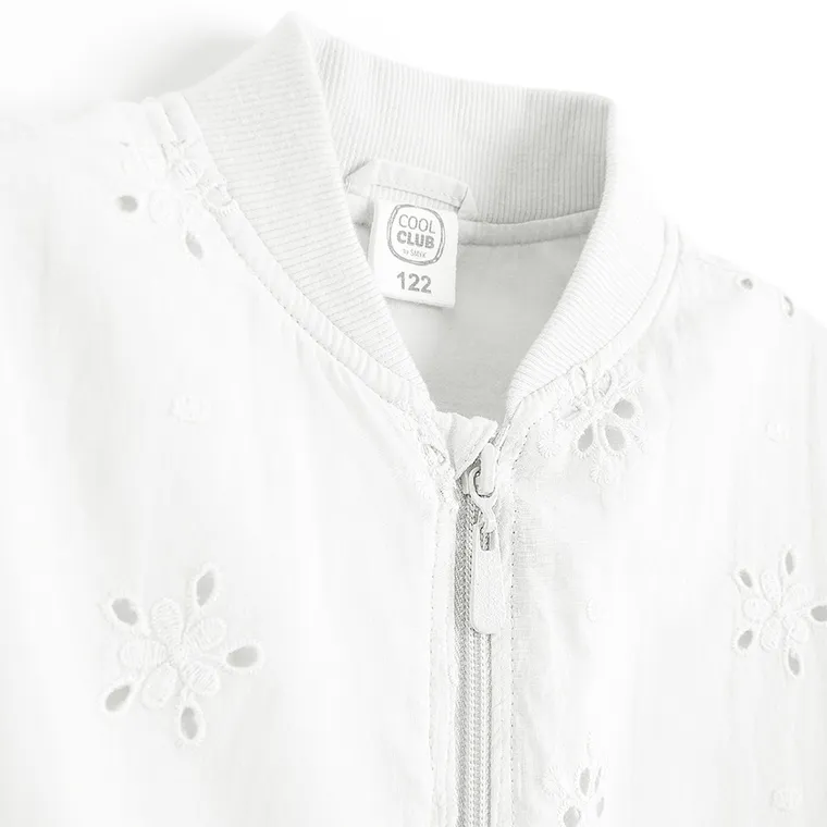 Cool Club, Bluza bomberka dziewczęca, rozpinana, biała