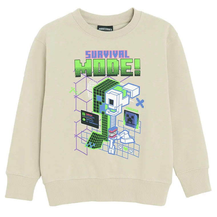 Cool Club, Bluza chłopięca, beżowa, Minecraft