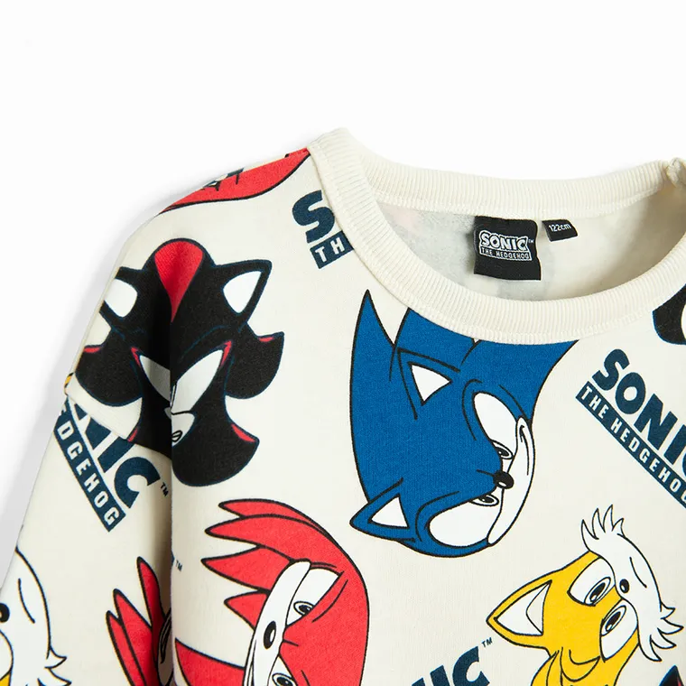 Cool Club, Bluza chłopięca, ecru, Sonic the Hedgehog