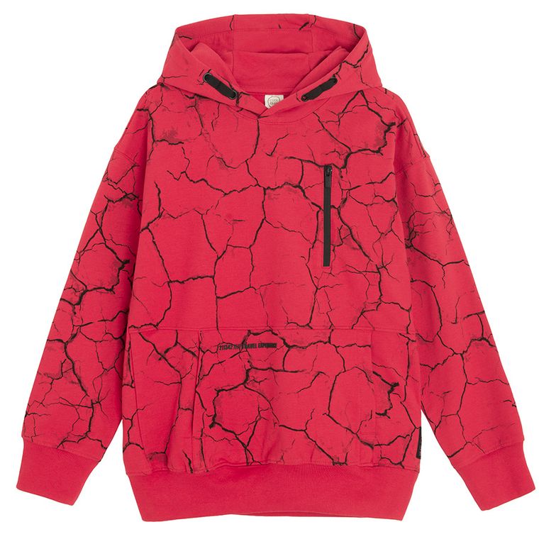 Cool Club, Bluza chłopięca z kapturem, oversize, czerwona