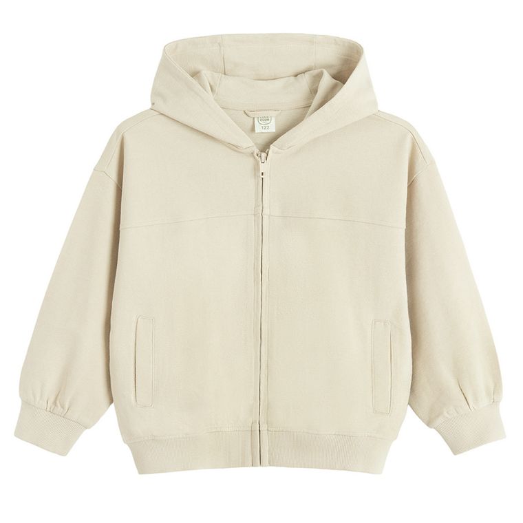 Cool Club, Bluza chłopięca z kapturem, rozpinana, baggy, beżowa