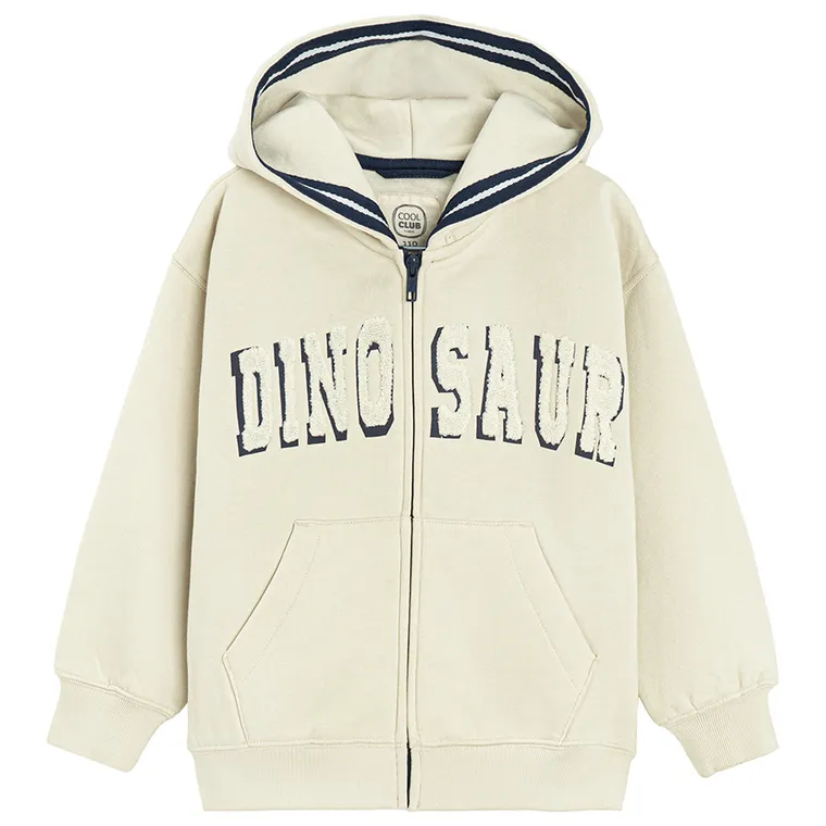 Cool Club, Bluza chłopięca z kapturem, rozpinana, beżowa