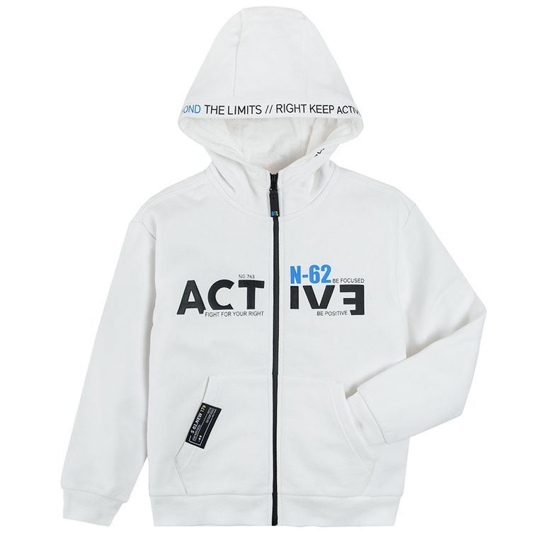 Cool Club, Bluza chłopięca z kapturem, rozpinana, biała