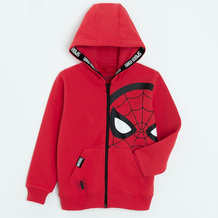 Cool Club, Bluza chłopięca z kapturem, rozpinana, czerwona, Spider-Man