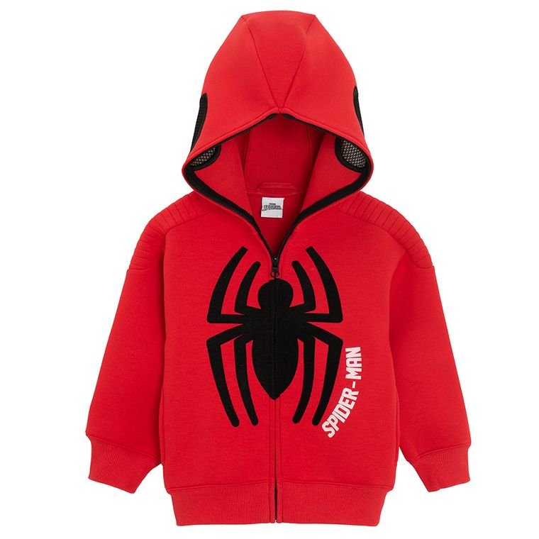 Cool Club, Bluza chłopięca z kapturem, rozpinana, czerwona, Spider-Man