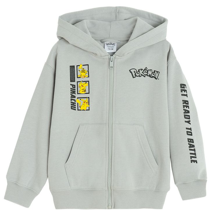 Cool Club, Bluza chłopięca z kapturem, rozpinana, szara, Pokemon
