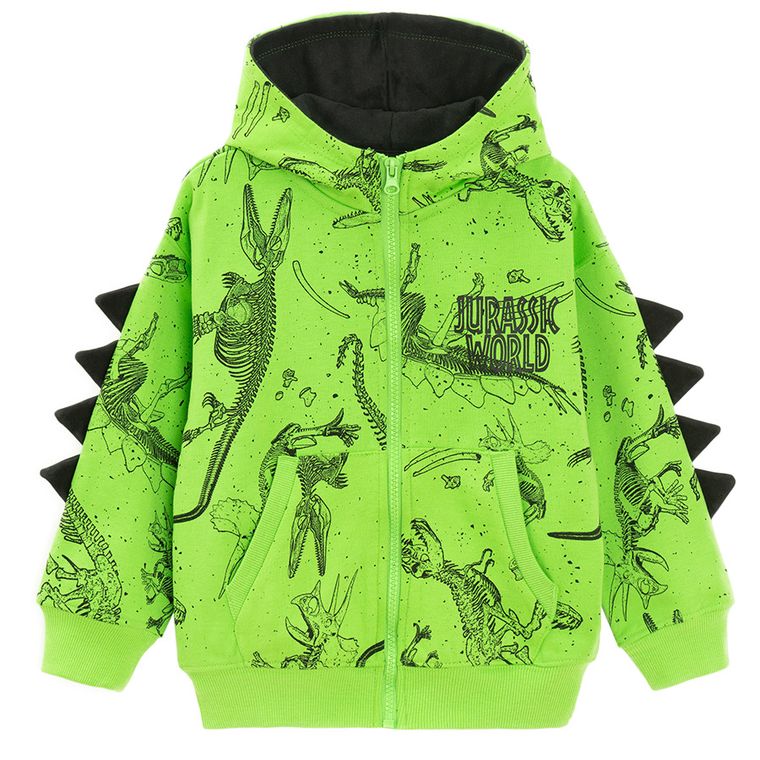 Cool Club, Bluza chłopięca z kapturem, rozpinana, zielona, Jurassic World