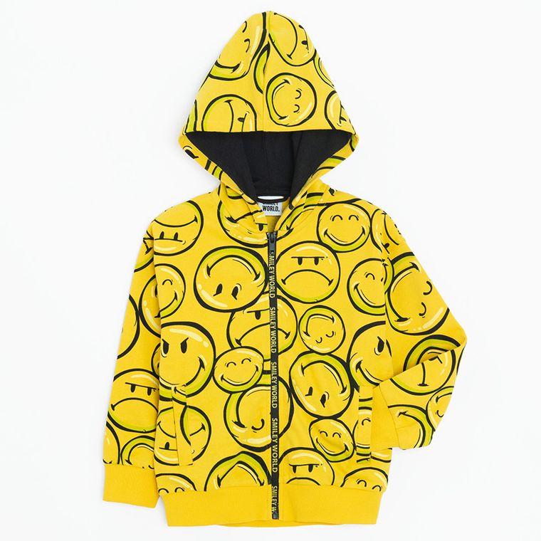 Cool Club, Bluza chłopięca z kapturem, rozpinana, żółta, SmileyWorld