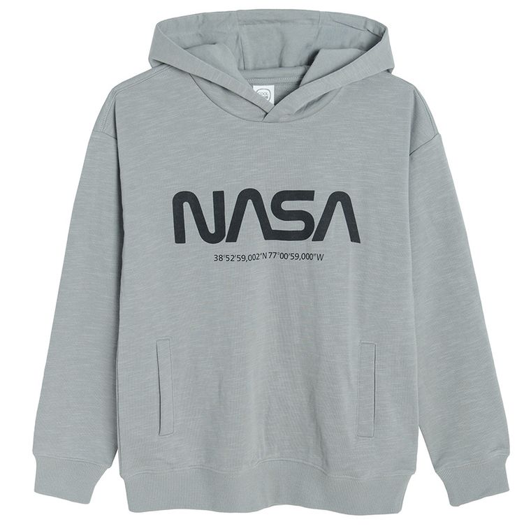 Cool Club, Bluza chłopięca z kapturem, szara, NASA