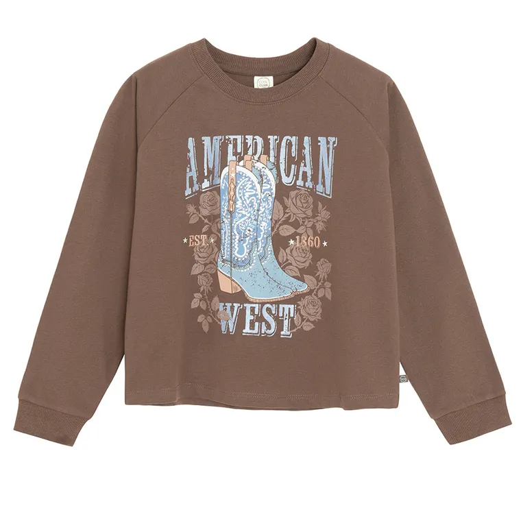 Cool Club, Bluza dziewczęca, cienka, brązowa