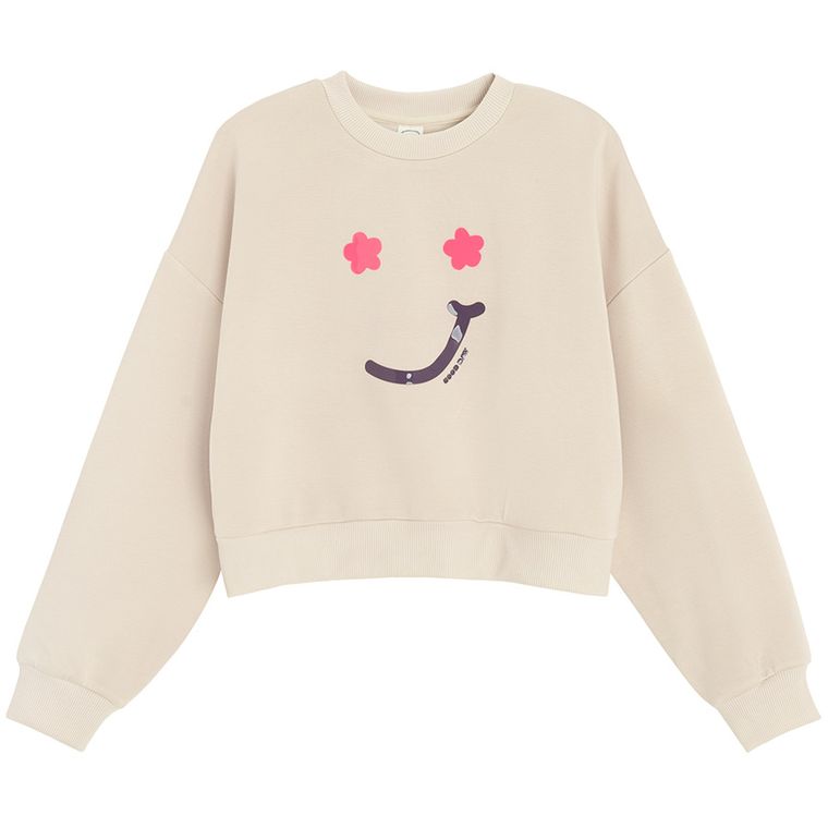 Cool Club, Bluza dziewczęca, crop top, ecru