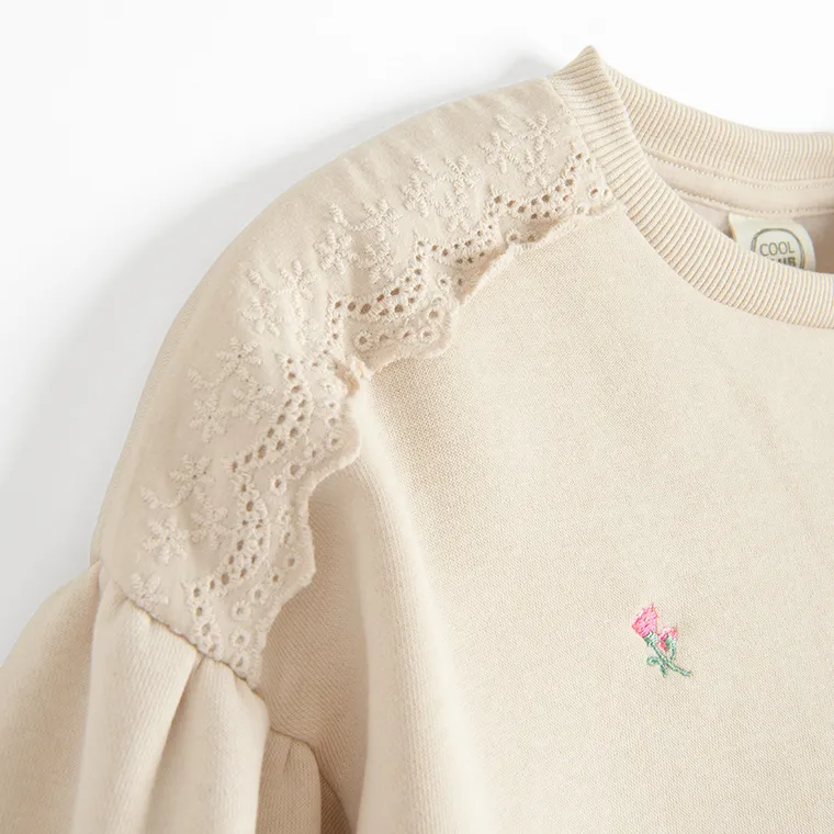 Cool Club, Bluza dziewczęca, ocieplana, beżowa