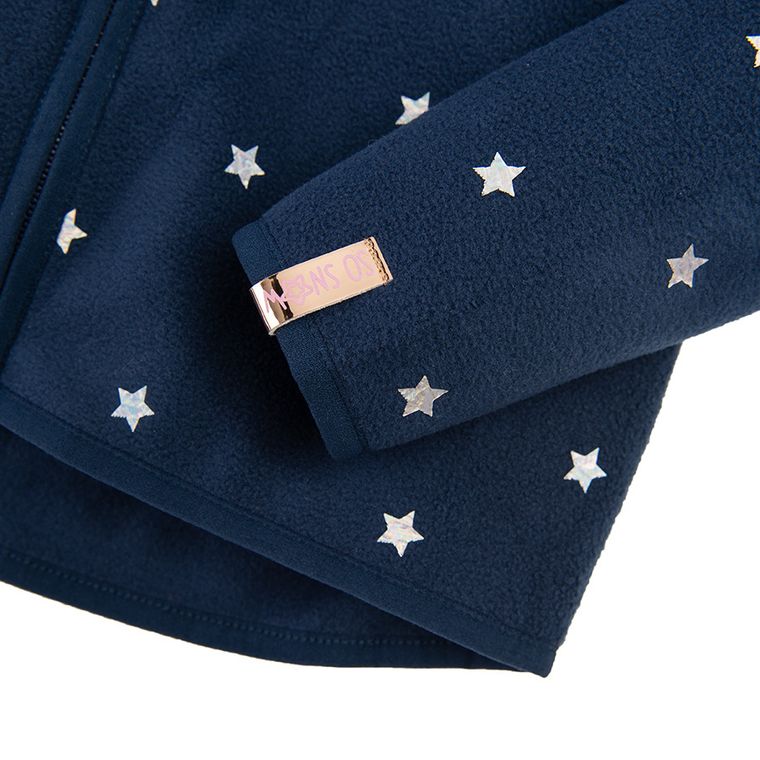 Cool Club, Bluza dziewczęca polarowa, rozpinana, granatowa, gwiazdki