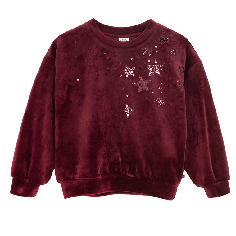 Cool Club, Bluza dziewczęca, welurowa, bordowa
