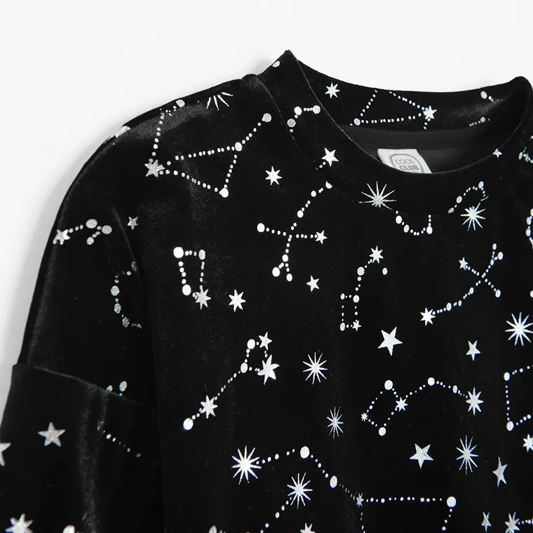 Cool Club, Bluza dziewczęca, welurowa, czarna