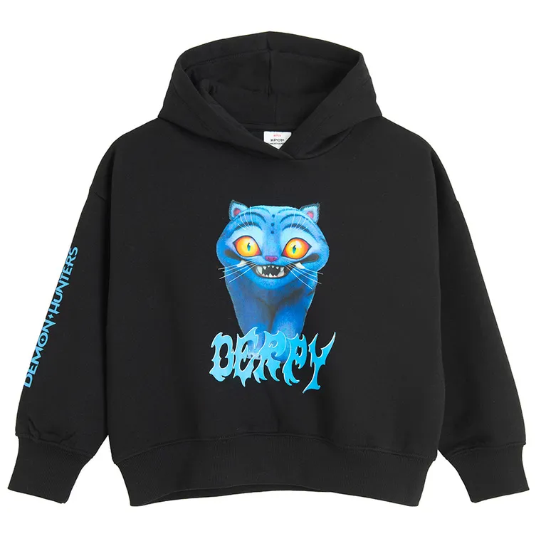 Cool Club, Bluza dziewczęca z kapturem, ocieplana, czarna, K-Pop Demon Hunters