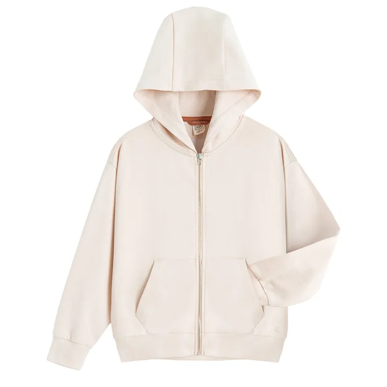 Cool Club, Bluza dziewczęca z kapturem, rozpinana, beżowa