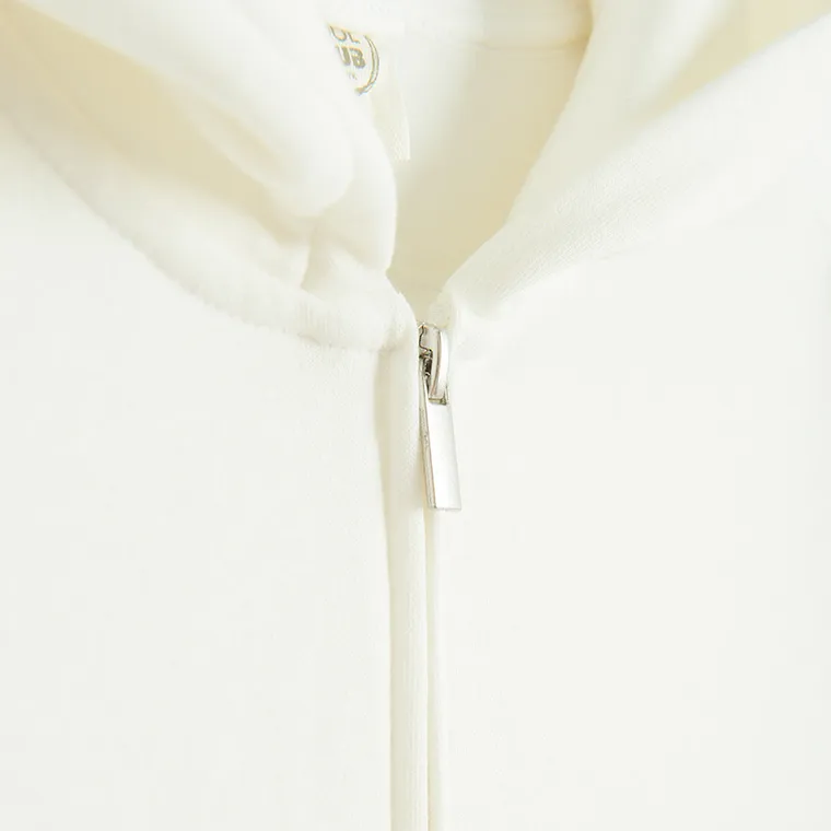 Cool Club, Bluza dziewczęca z kapturem, rozpinana, biała