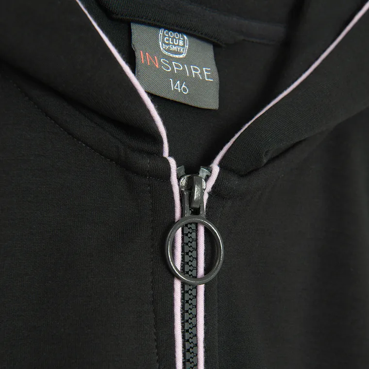 Cool Club, Bluza dziewczęca z kapturem, rozpinana, czarna