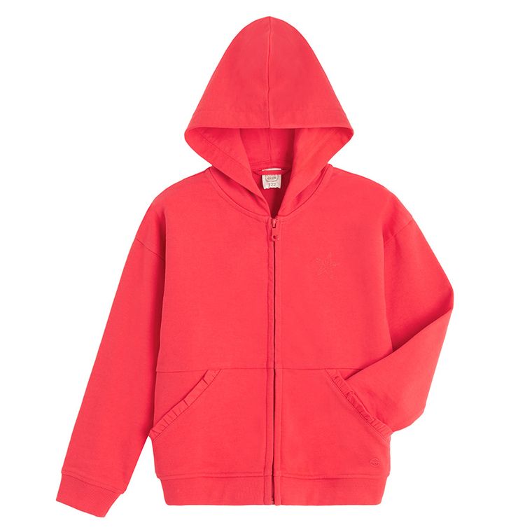 Cool Club, Bluza dziewczęca z kapturem, rozpinana, czerwona