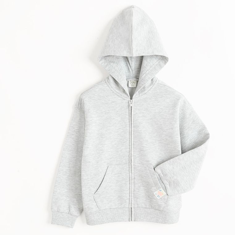 Cool Club, Bluza dziewczęca z kapturem, rozpinana, ocieplana, szara melanż