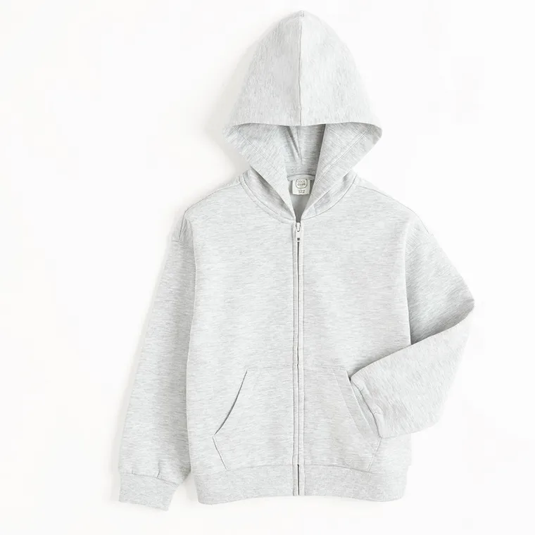 Cool Club, Bluza dziewczęca z kapturem, rozpinana, ocieplana, szara melanż