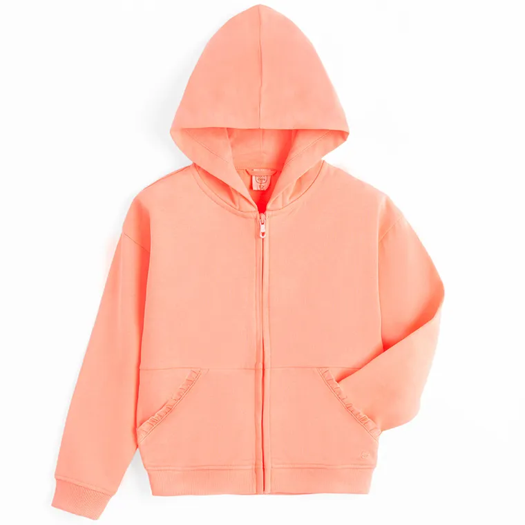 Cool Club, Bluza dziewczęca z kapturem, rozpinana, pomarańczowa