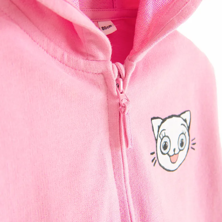 Cool Club, Bluza dziewczęca z kapturem, rozpinana, różowa, Kicia Kocia