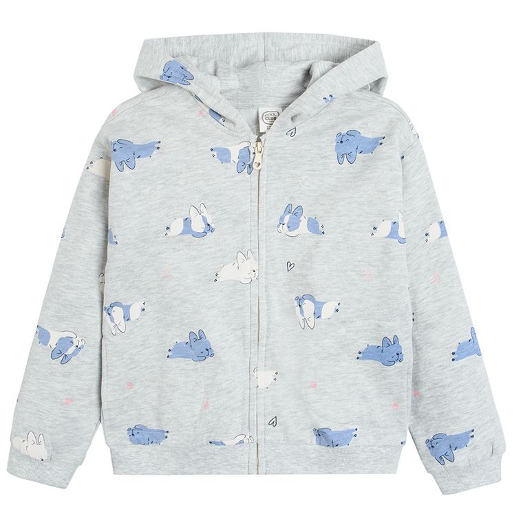 Cool Club, Bluza dziewczęca z kapturem, rozpinana, szara