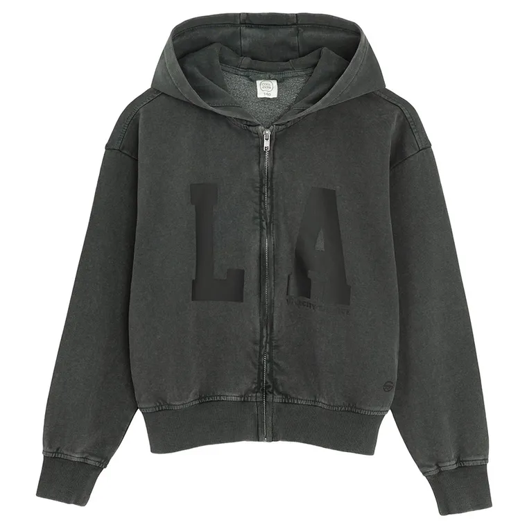 Cool Club, Bluza dziewczęca z kapturem, rozpinana, szara