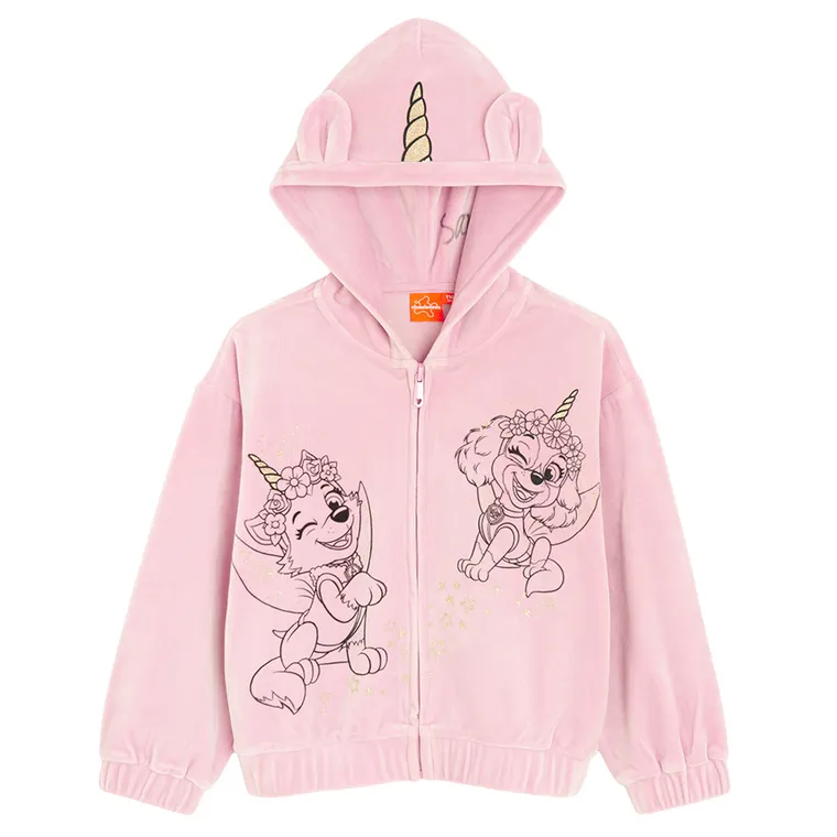 Cool Club, Bluza dziewczęca z kapturem, rozpinana, welurowa, różowa, Psi Patrol