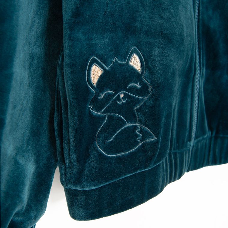 Cool Club, Bluza dziewczęca z kapturem, rozpinana, welurowa, turkusowa