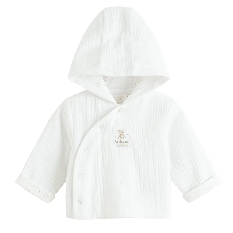 Cool Club, Bluza niemowlęca z kapturem, bawełna organiczna, biała