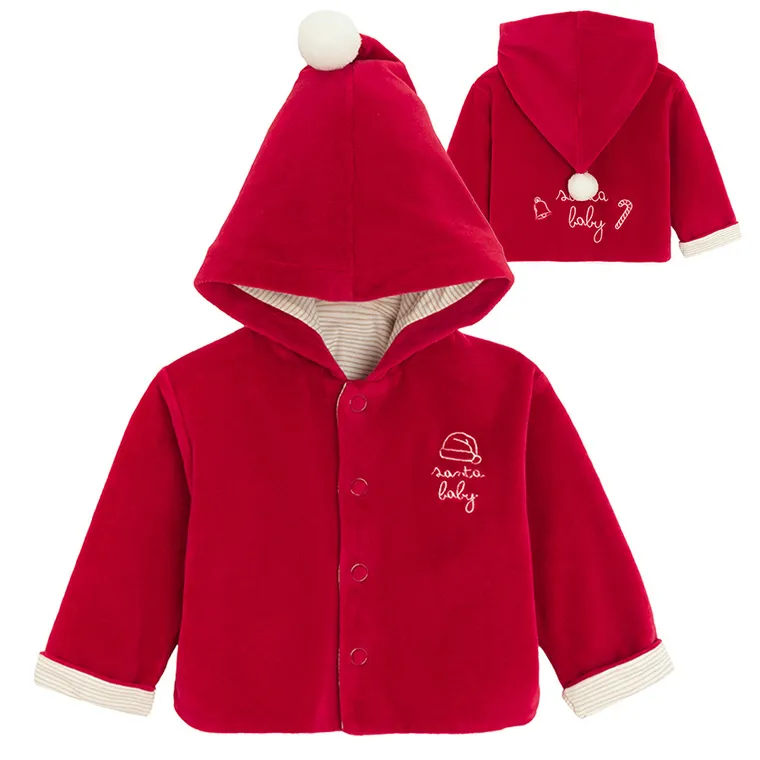 Cool Club, Bluza niemowlęca z kapturem, rozpinana, welurowa, czerwona