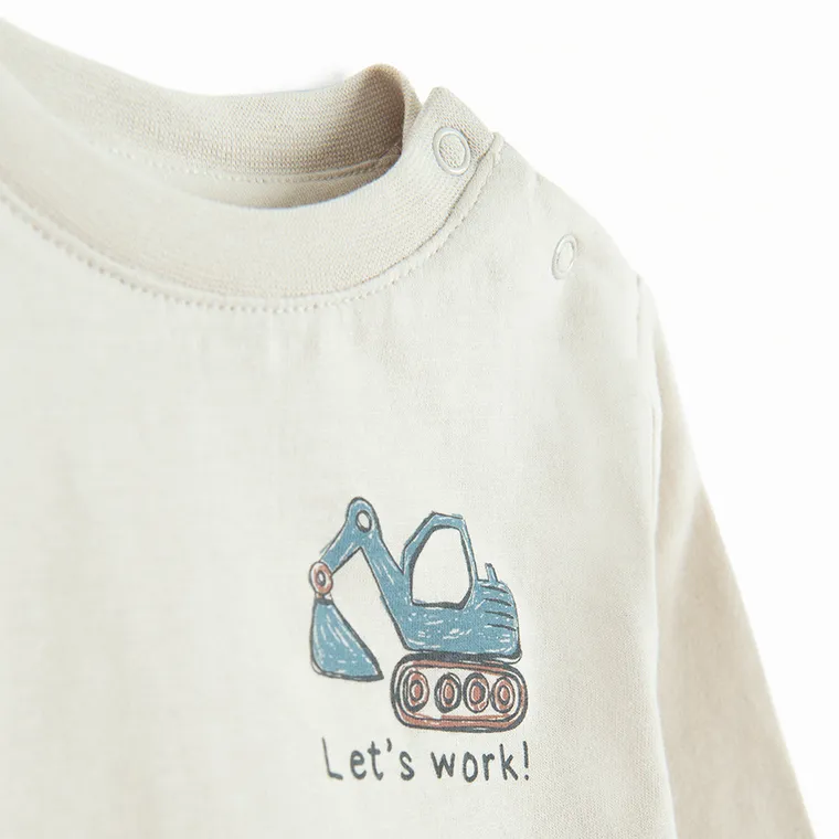 Cool Club, Bluzka chłopięca z długim rękawem, beżowa