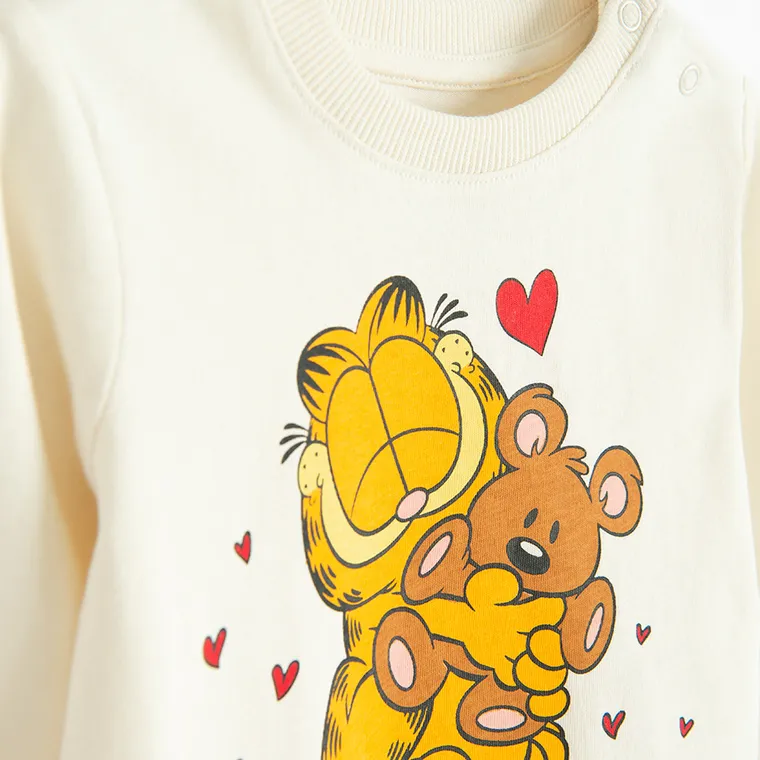 Cool Club, Bluzka chłopięca z długim rękawem, beżowa, Garfield