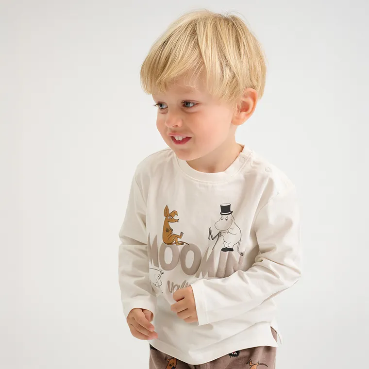 Cool Club, Bluzka chłopięca z długim rękawem, biała, Muminki