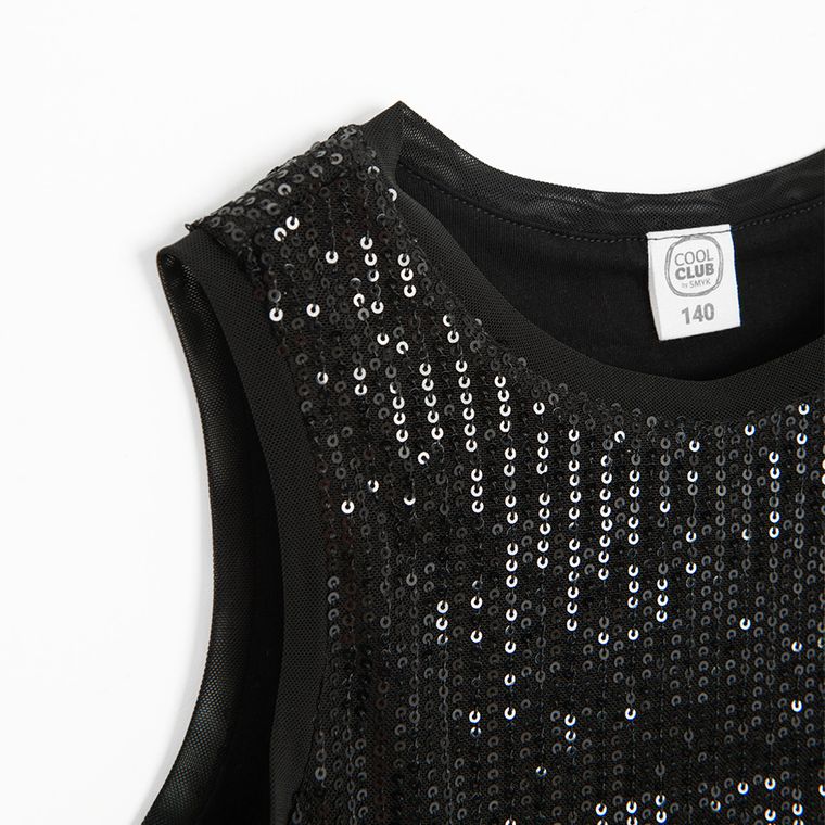 Cool Club, Bluzka dziewczęca bez rękawów, czarna