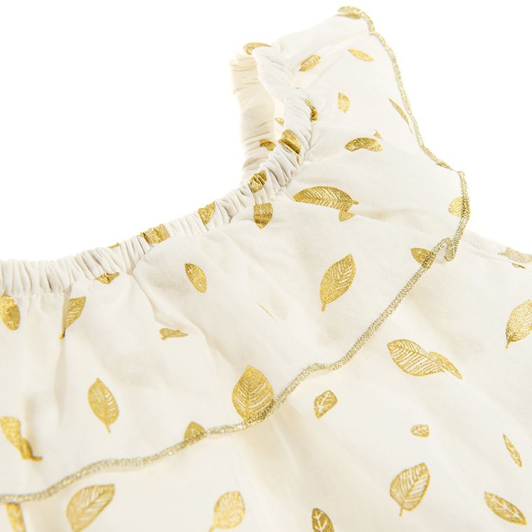 Cool Club, Bluzka dziewczęca bez rękawów, ecru, liście