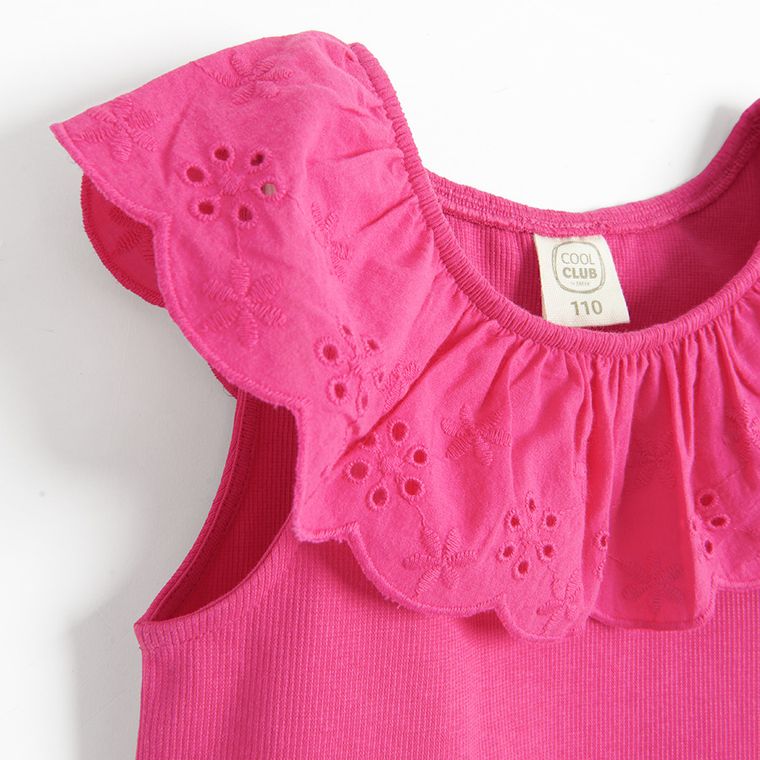 Cool Club, Bluzka dziewczęca bez rękawów, prążkowana, różowa