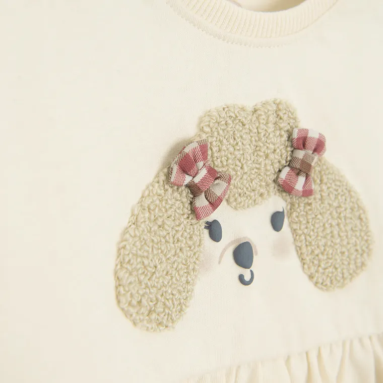 Cool Club, Bluzka dziewczęca z długim rękawem, beżowa