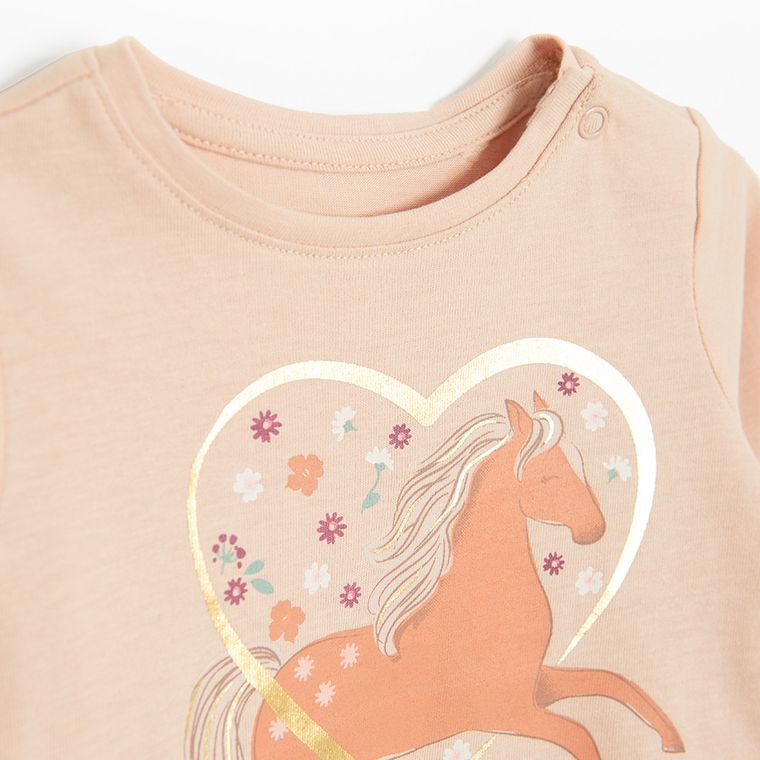 Cool Club, Bluzka dziewczęca z długim rękawem, beżowa