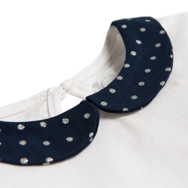 Cool Club, Bluzka dziewczęca z długim rękawem, biała, granatowy kołnierzyk