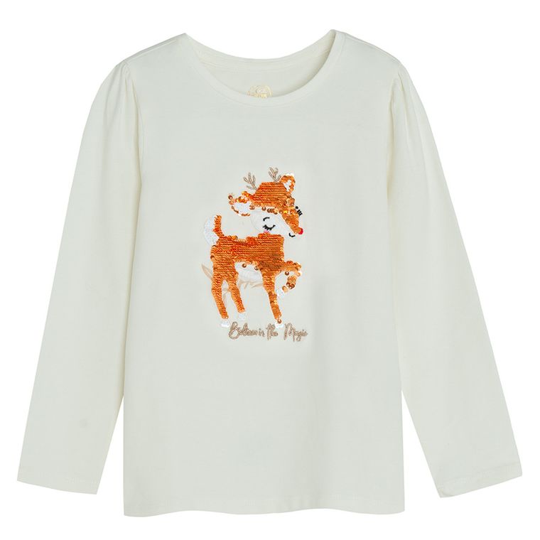 Cool Club, Bluzka dziewczęca z długim rękawem, ecru