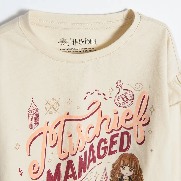 Cool Club, Bluzka dziewczęca z długim rękawem, ecru, Harry Potter