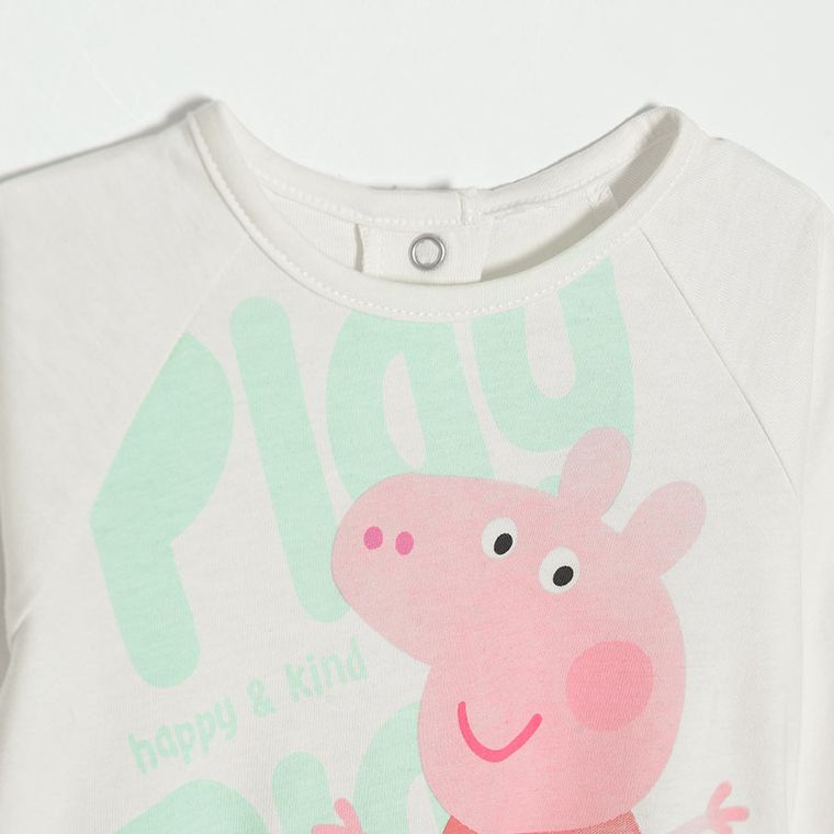 Cool Club, Bluzka dziewczęca z długim rękawem, ecru, Świnka Peppa