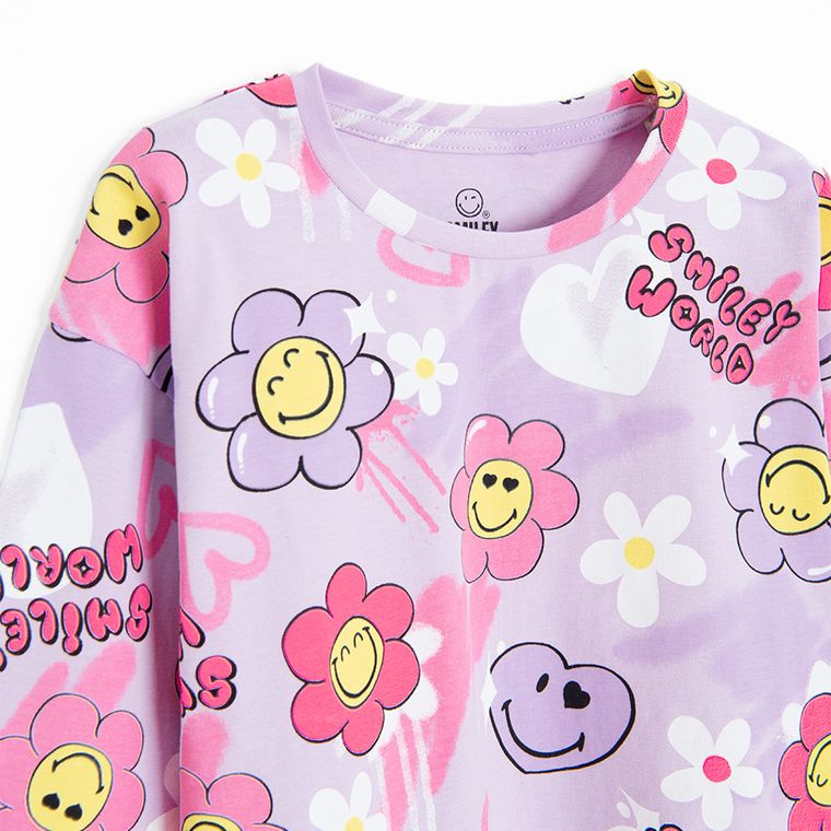 Cool Club, Bluzka dziewczęca z długim rękawem, fioletowa, SmileyWorld