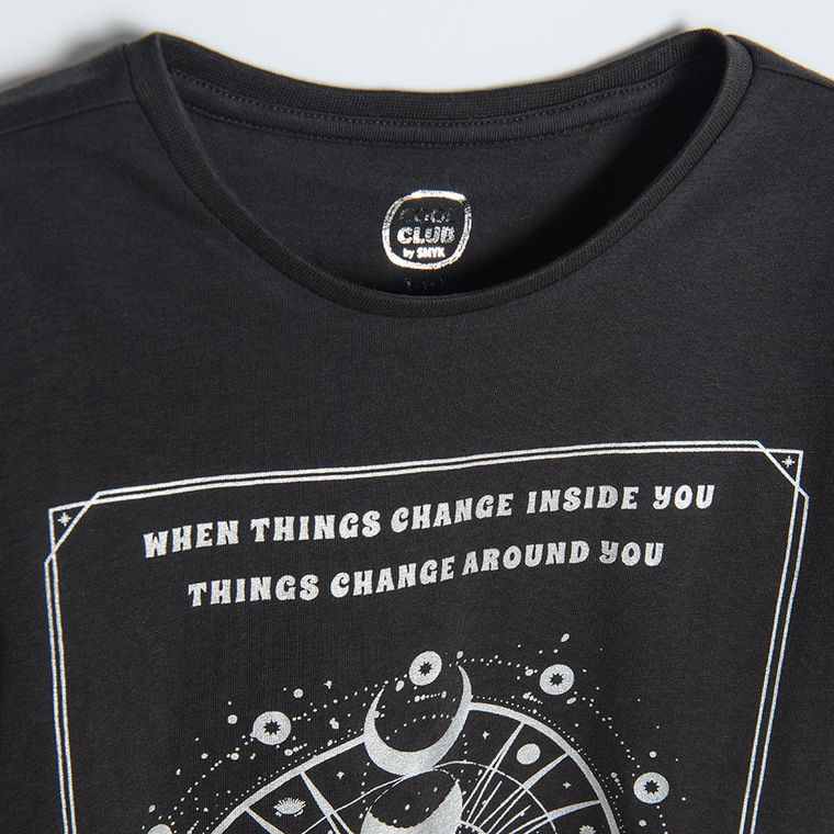 Cool Club, Bluzka dziewczęca z długim rękawem, grafitowa